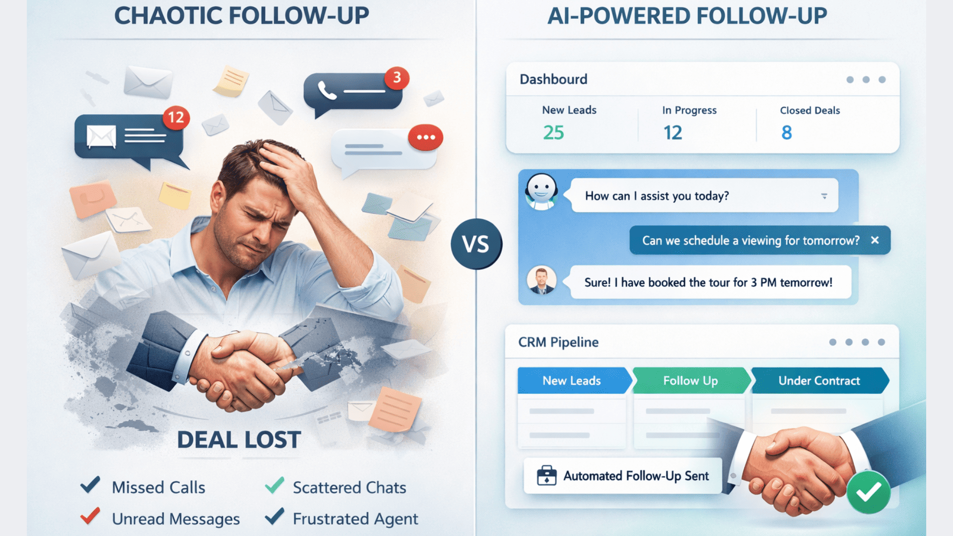 AI vs manual real estate lead follow-up comparison