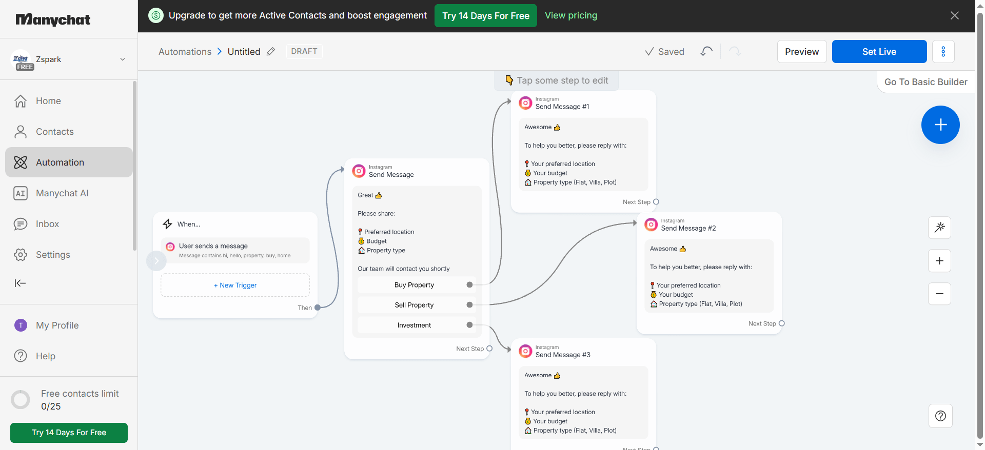 ManyChat dashboard screenshot