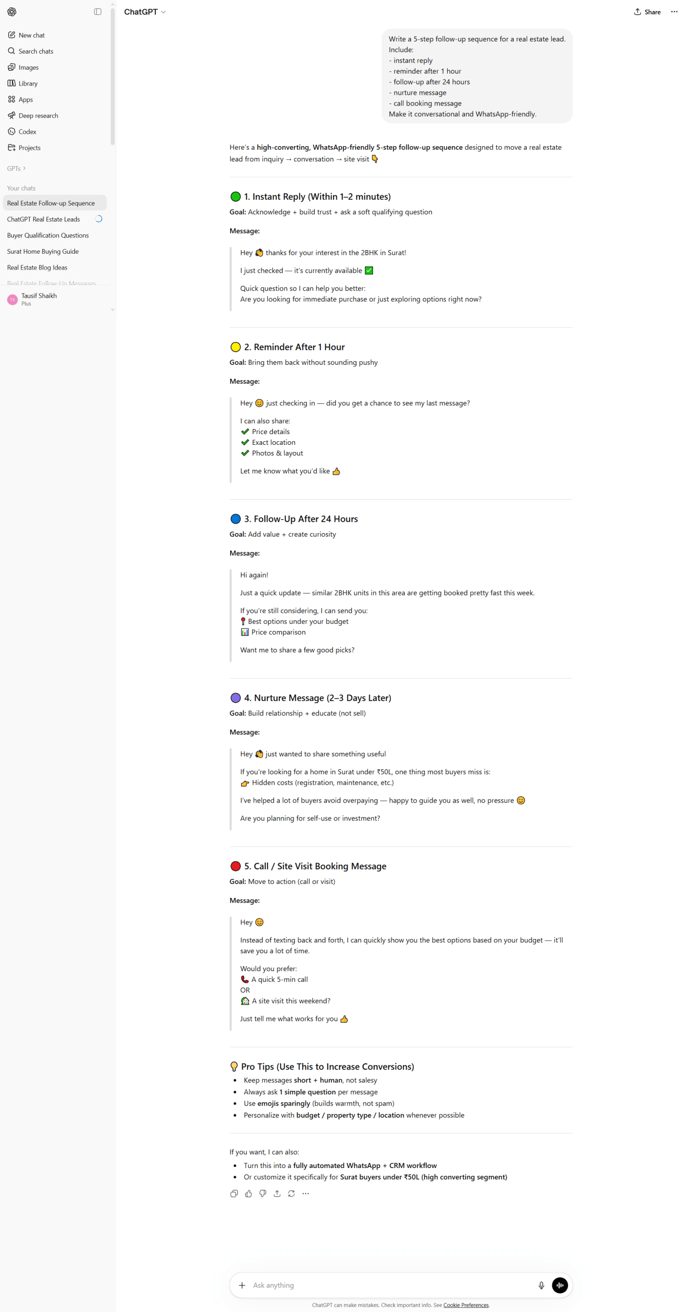 AI-generated qualification questions helping identify serious real estate buyers