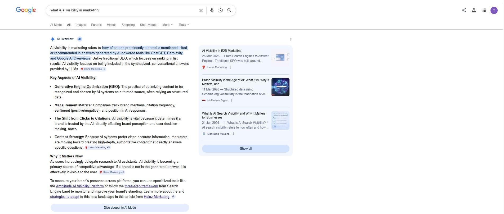 Google AI Overview screenshot showing AI-generated summary with supporting links